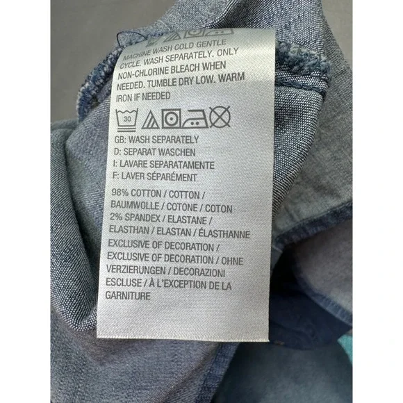 Studio bvd&co. Embroidered Denim Shirt Womens XL Blue Button Down Long Sleeve - Picture 3 of 12